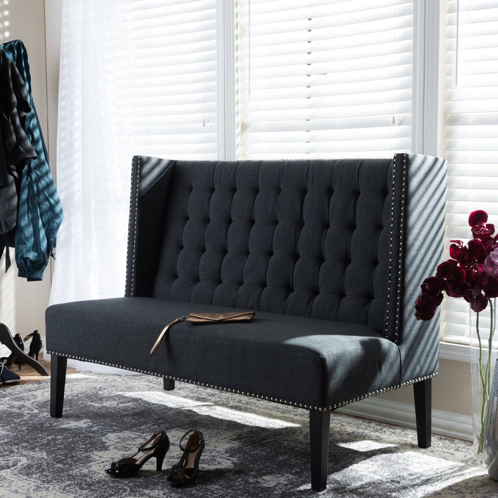 Gray Linen Banquette Bench L350862