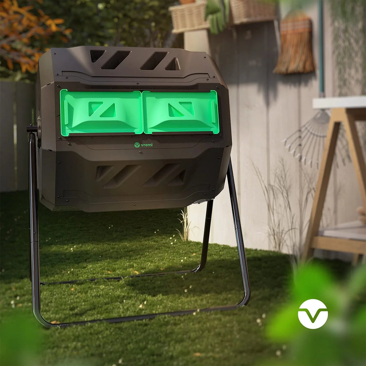 Dual Chamber 42 gal Outdoor Compost Bin V768