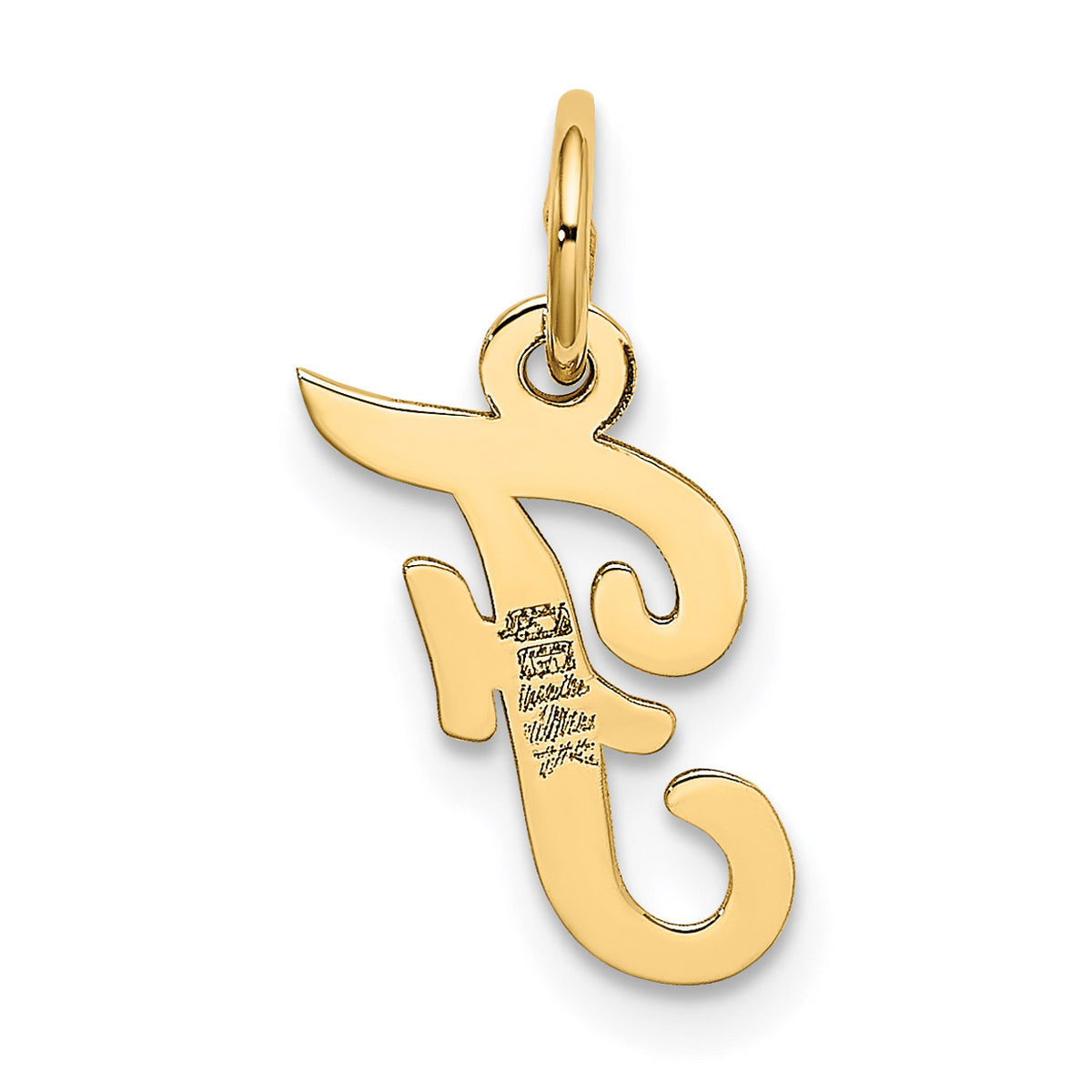 14K Yellow Gold Script Letter F Initial Pendant Charm With 10K Yellow Gold Rope Chain Necklace 20'' J5412
