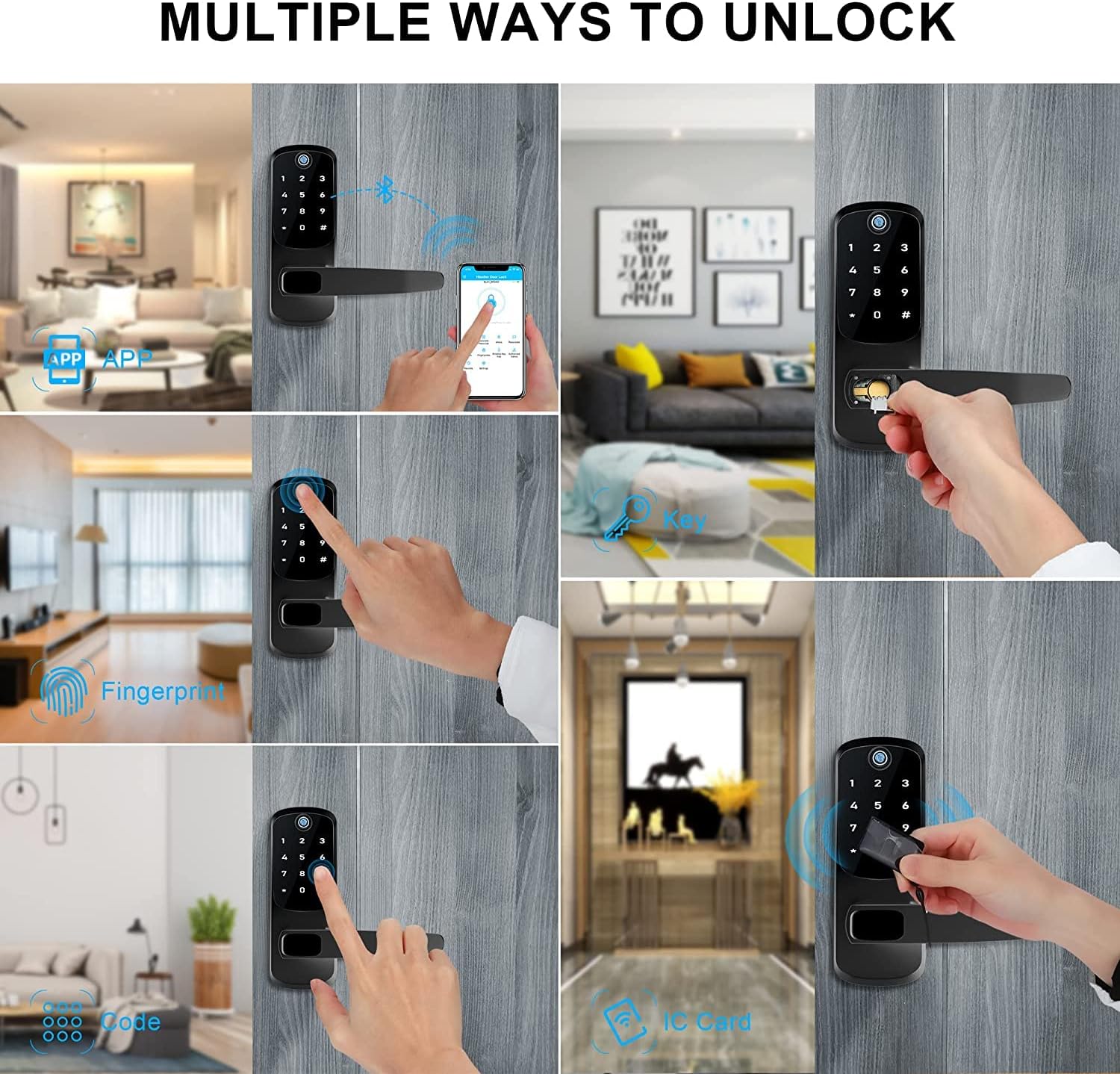 Keyless Entry Smart Door Lock with Keypad, Black E886676