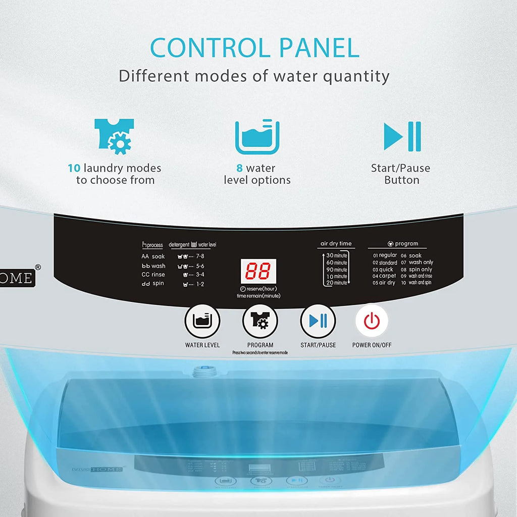 Full-Automatic Washing Machine with Built in Drain Pump Spin Dryer, 1.32cu.ft 13 lbs Capacity Q272018