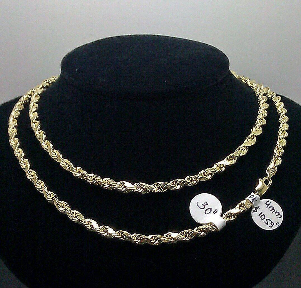 10K Yellow Gold Rope Chain 4mm 30 Inches A689
