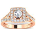 1Ct Round Cut Moissanite 10k Rose Gold Halo Ring N719227
