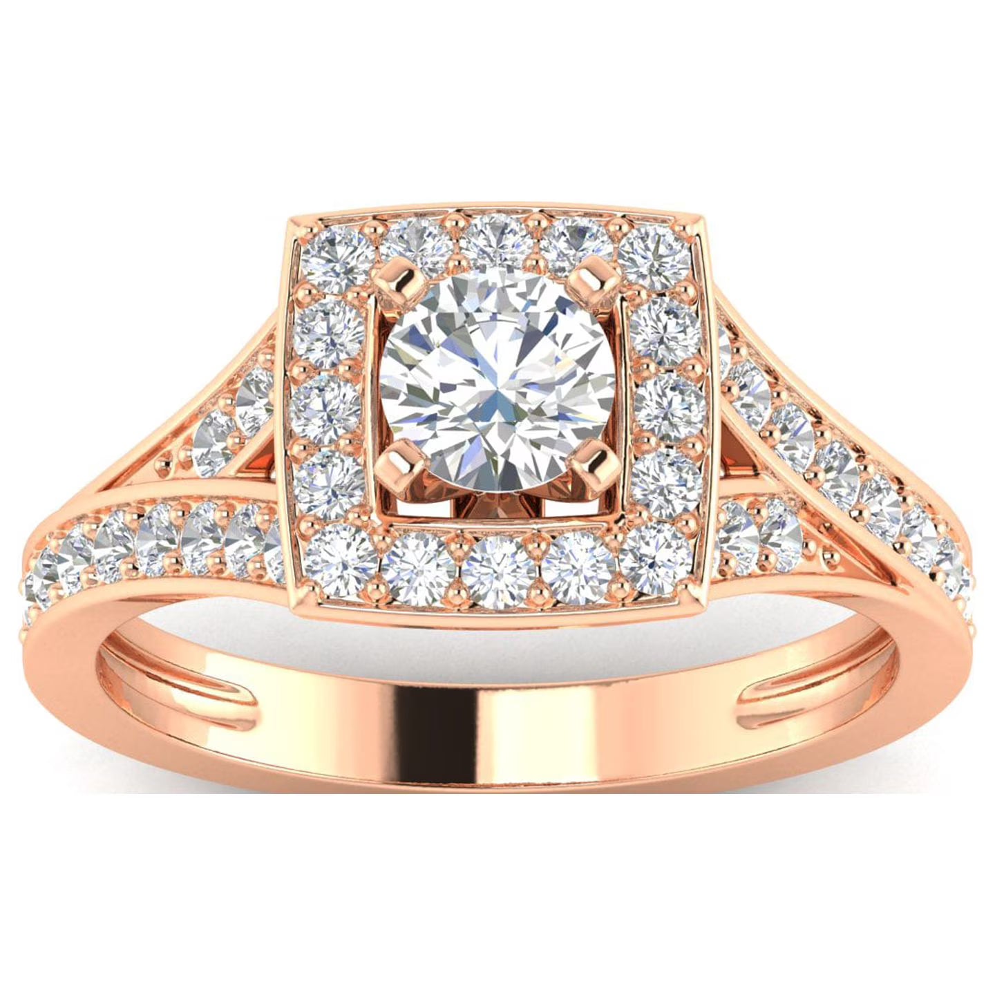 1Ct Round Cut Moissanite 10k Rose Gold Halo Ring N719227