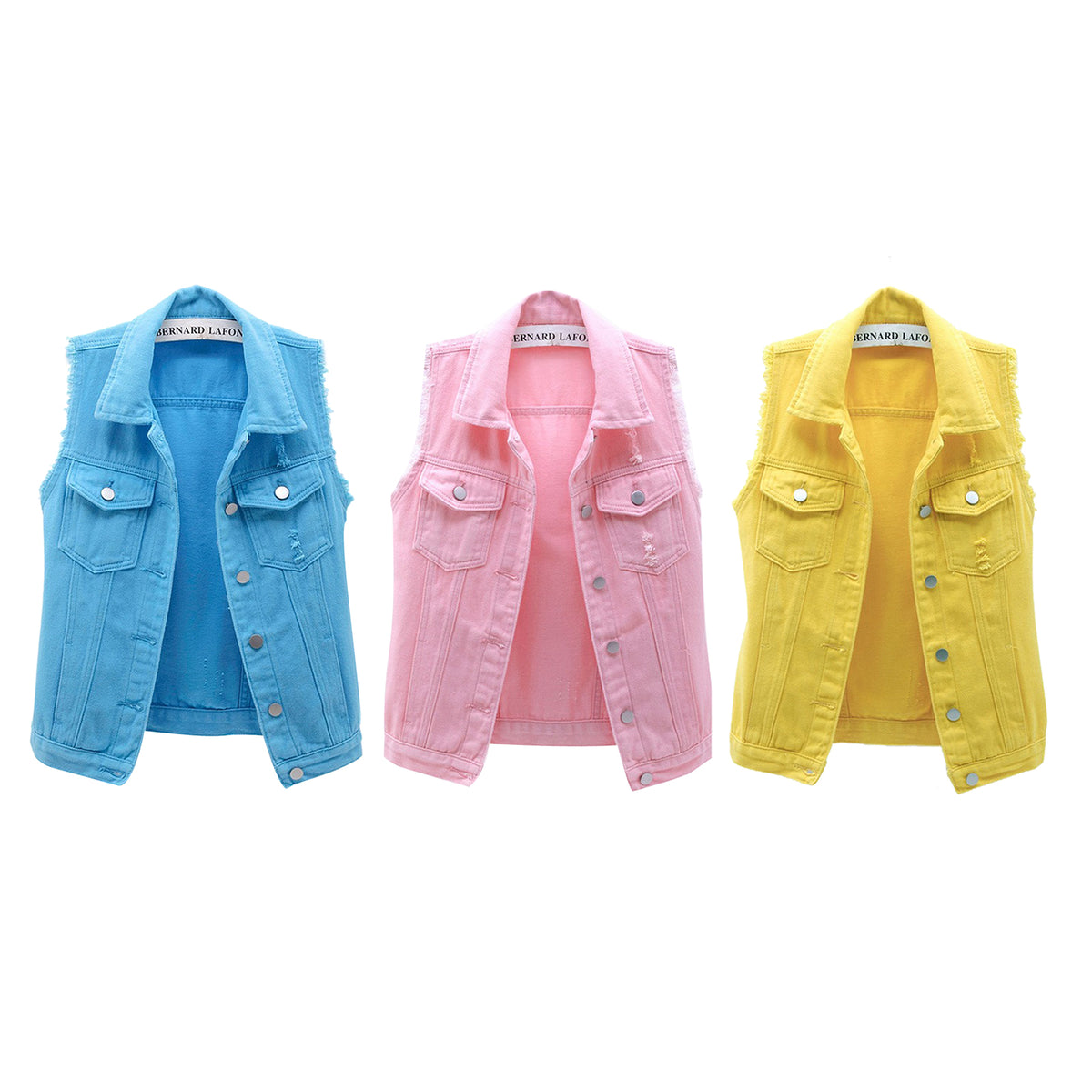 Sleeveless Solid Color Denim Vest U55931