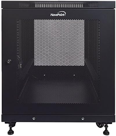 12U Rack Enclosure Server Cabinet, 33 Inch Deep, Perforated Door Lock and Casters Black I784