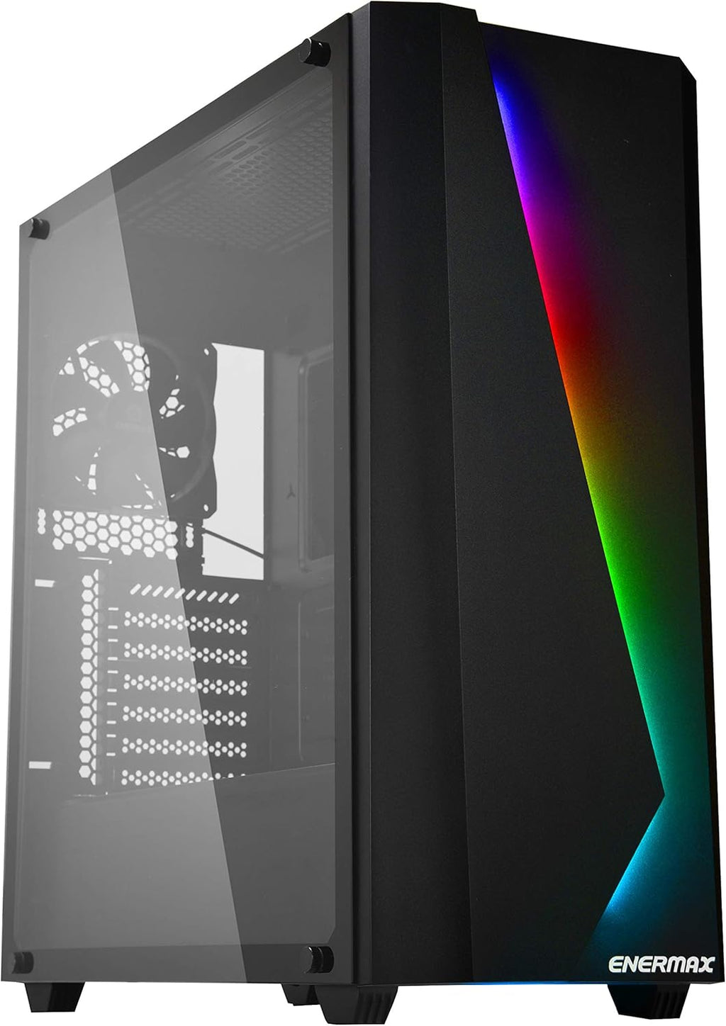 Mid Tower Gaming PC Case with Tempered Glass and Pre-Installed Fans G76413