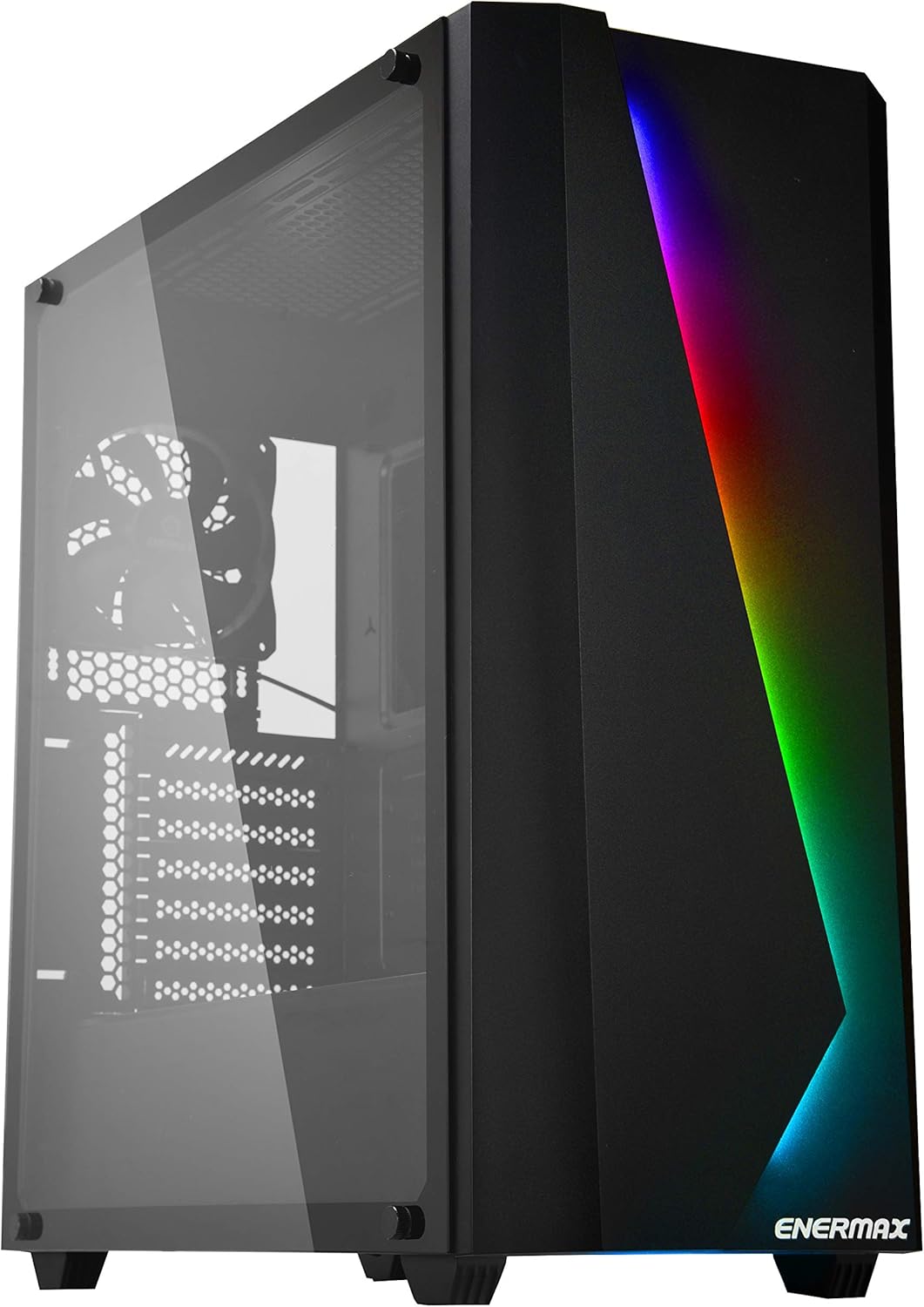 Mid Tower Gaming PC Case with Tempered Glass and Pre-Installed Fans G76413