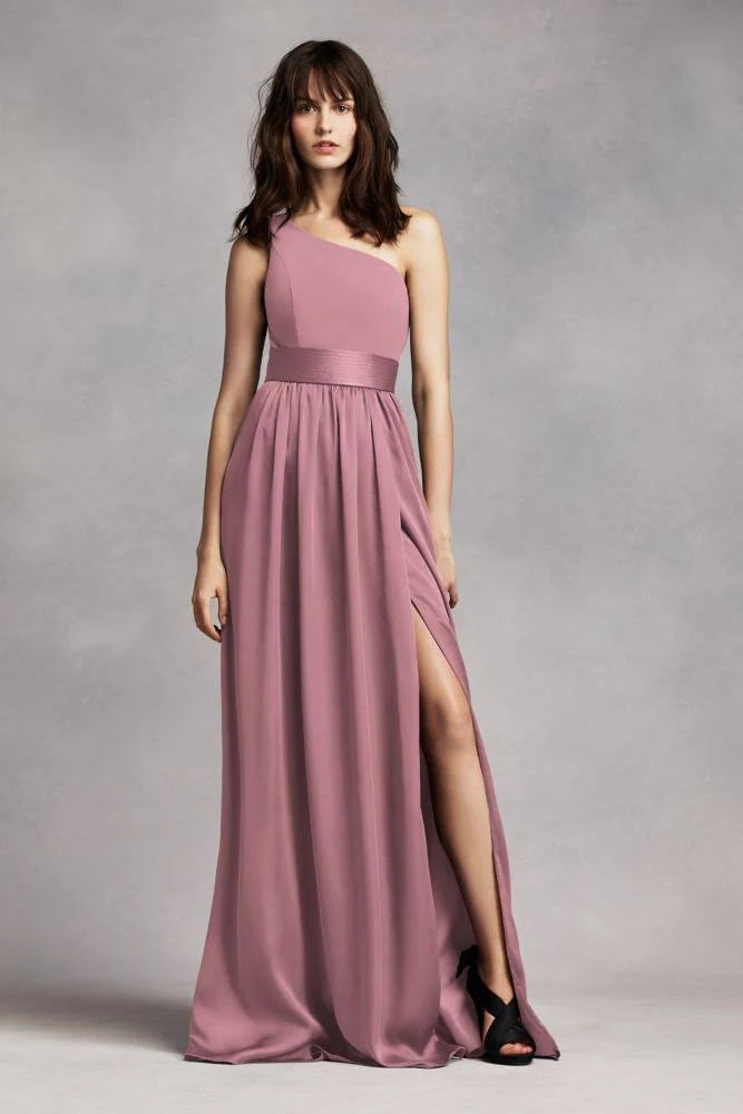 White One Shoulder Bridesmaid Dress C412