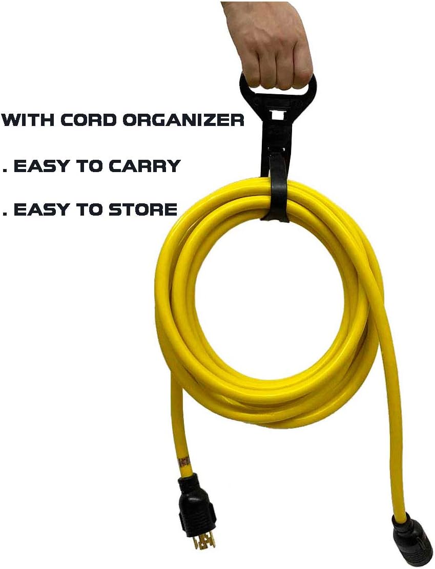 50Ft 30 Amp 125/250V 4 Prong Generator Extension Power Cord with Cord Organizer J605