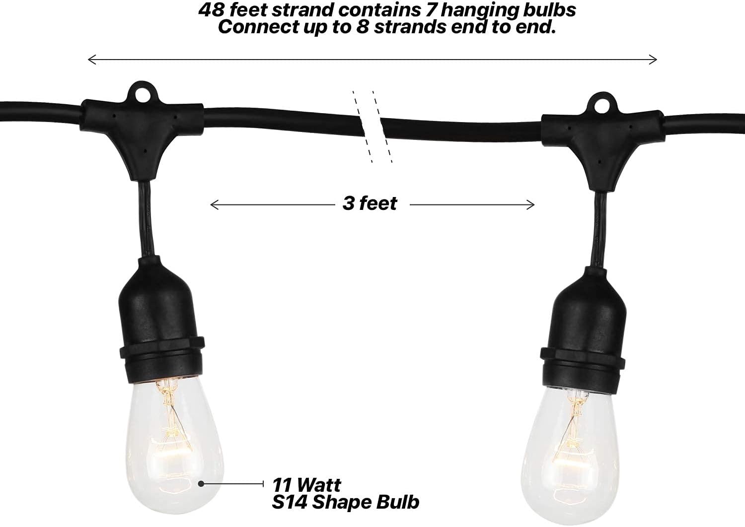 Waterproof Outdoor String Lights with 48 Ft Dimmable Edison Bulbs Q7361