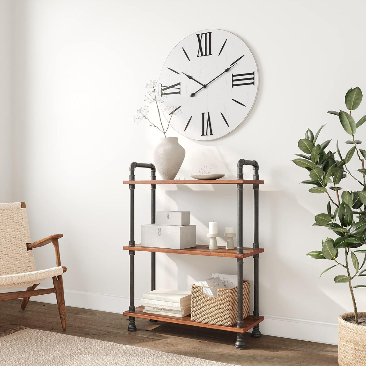 3-Tier Solid Pine Wood Etagere Bookcase H34319