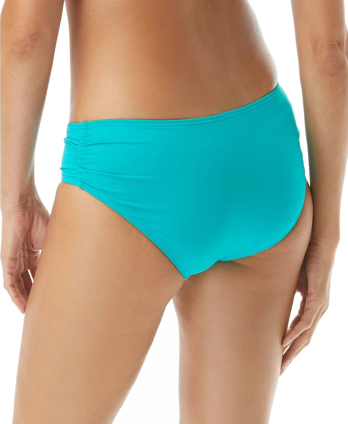 Aqua Stretch Ruched Lined Bikini Hipster Swimsuit Bottom Y190