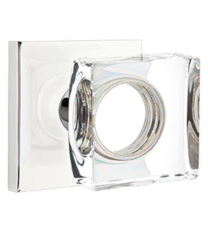 Passage Round Knob with Square Rose Finish: Satin Nickel F216
