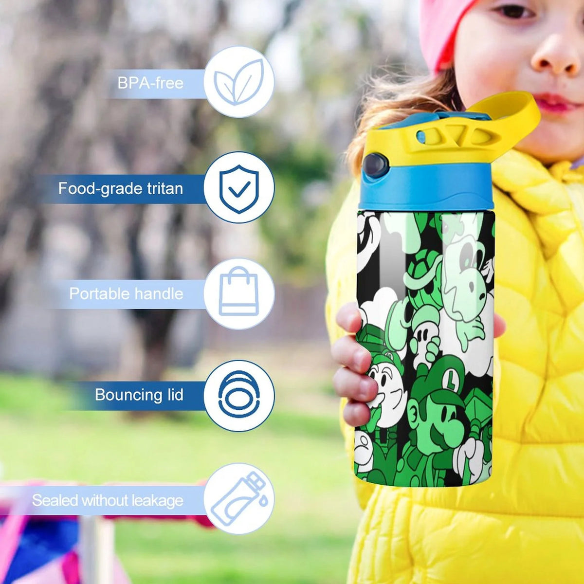 Insulated Stainless Steel Water Bottle with Straw I534554