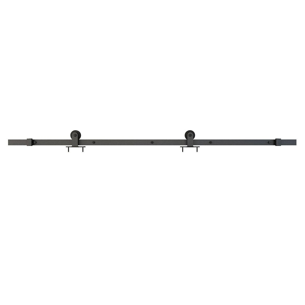 3/4 Lite Clear Glass Black Metal Finish Sliding Barn Door with Hardware Kit B11223