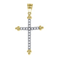 14k Gold Two tone Cross Pendant Necklace M7238