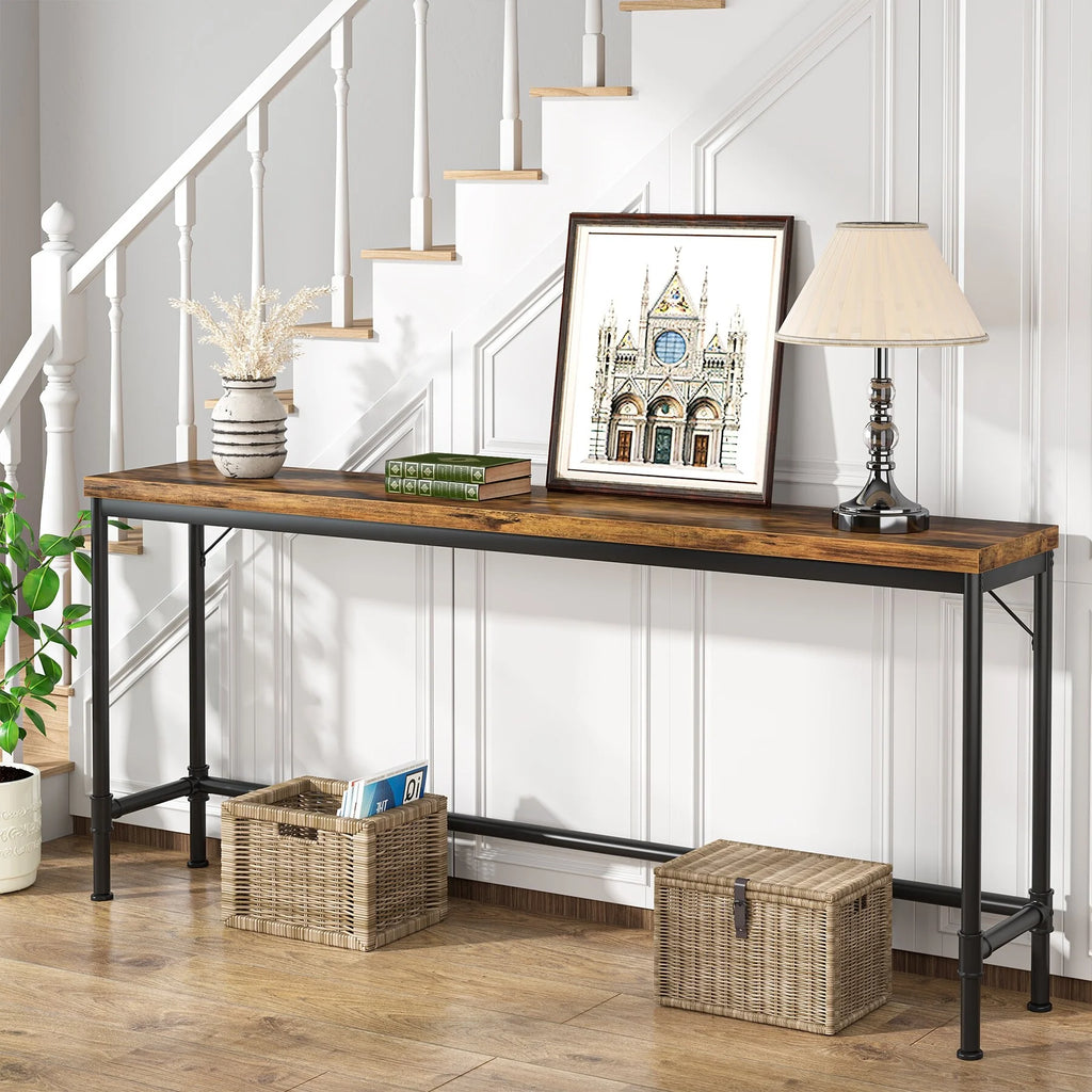 Rustic Wood Finish Narrow Console Table D449192