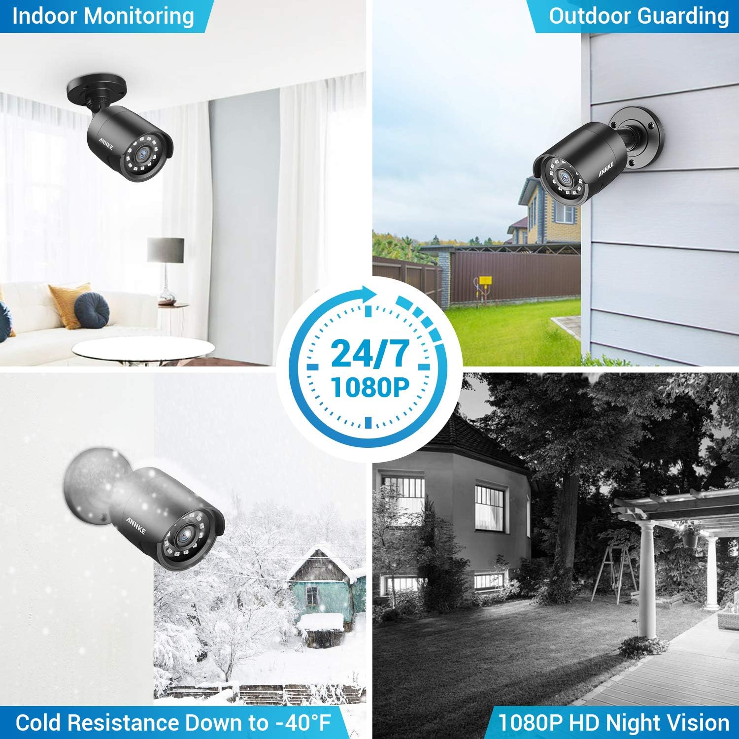 4 Pack 1080P HD TVI Outdoor Indoor Security Camera X948568