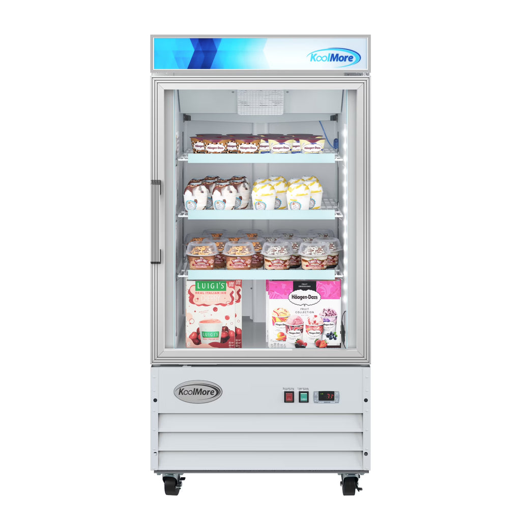 26 in. 1-Door Commercial Display Merchandiser Freezer 9 cu. ft. White V4434