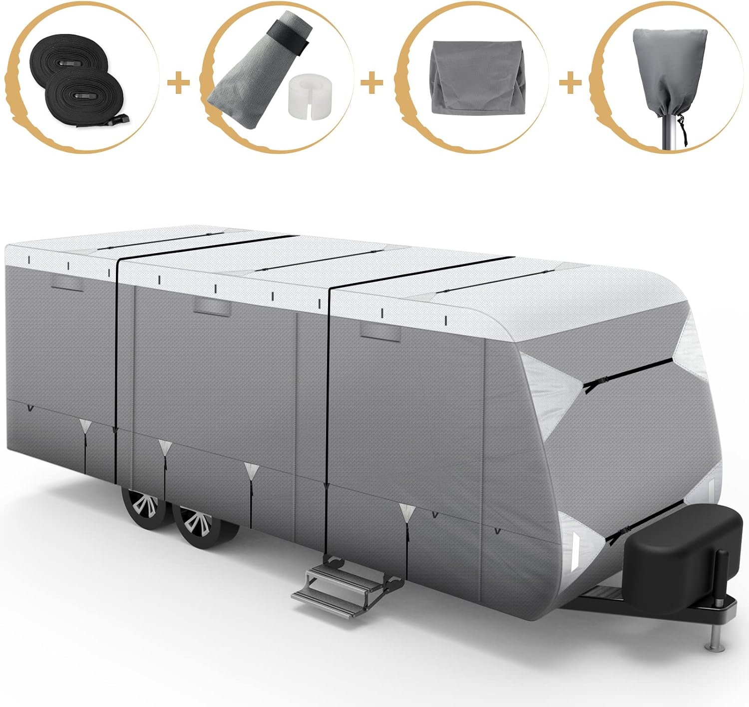 Waterproof Travel Trailer RV Cover with Cotton Lining K21137
