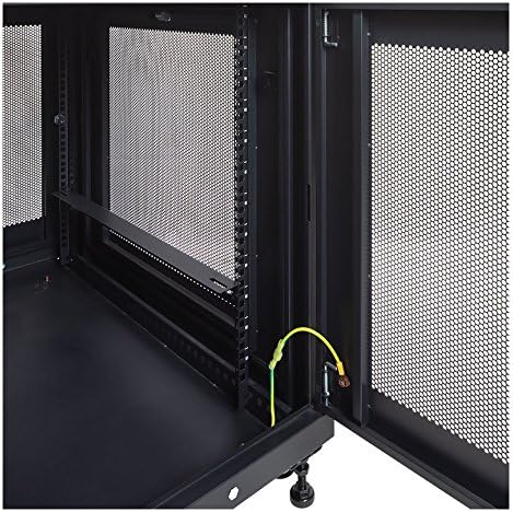 12U Rack Enclosure Server Cabinet, 33 Inch Deep, Perforated Door Lock and Casters Black I784
