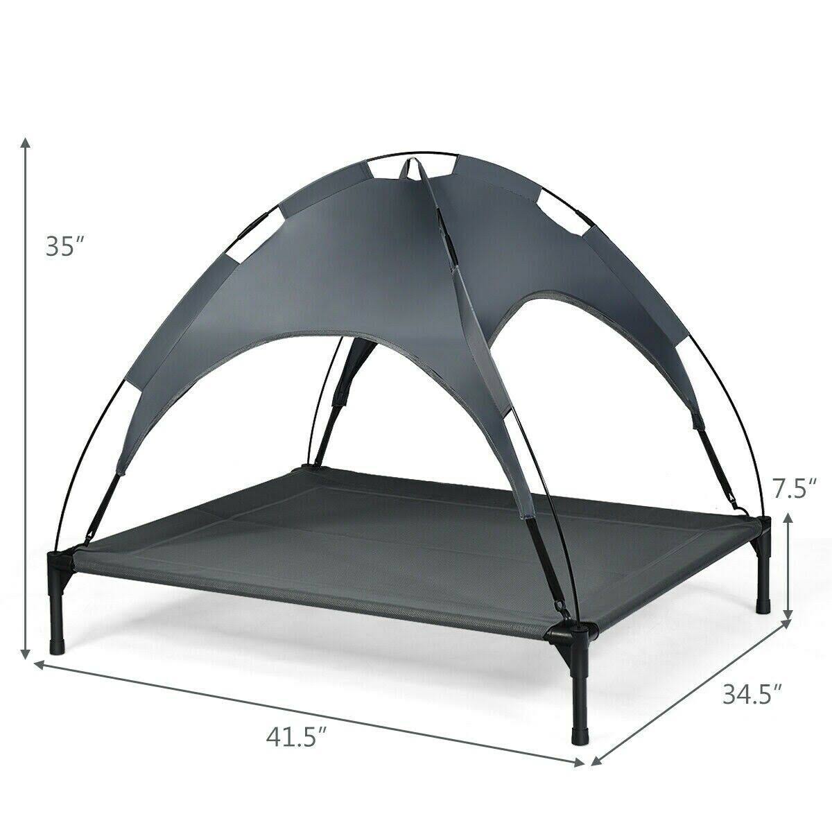 Portable Elevated Outdoor Pet Bed with Removable Canopy Shade C7016