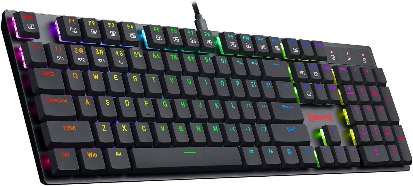 Wireless Bluetooth Mechanical Gaming Keyboard with RGB Backlit Blue Switches E16638
