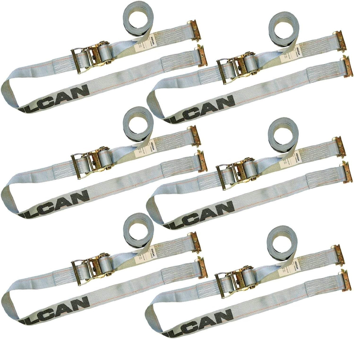 Ratchet Strap for E Track, 12 Foot, 6 Pack, Classic Yellow, 1,333 Pound Safe Working Load Z625