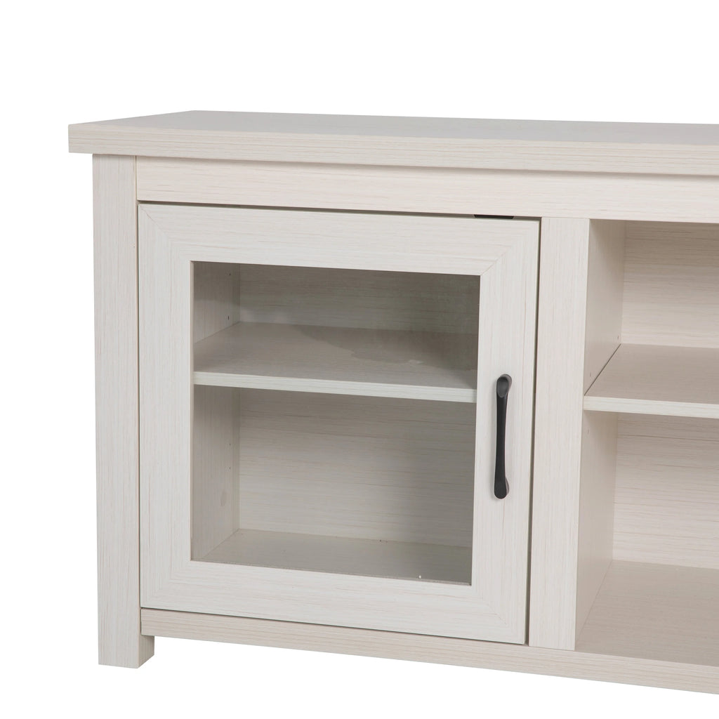 White Wash 65" TV Stand with Glass Doors and 3 Shelves V453235