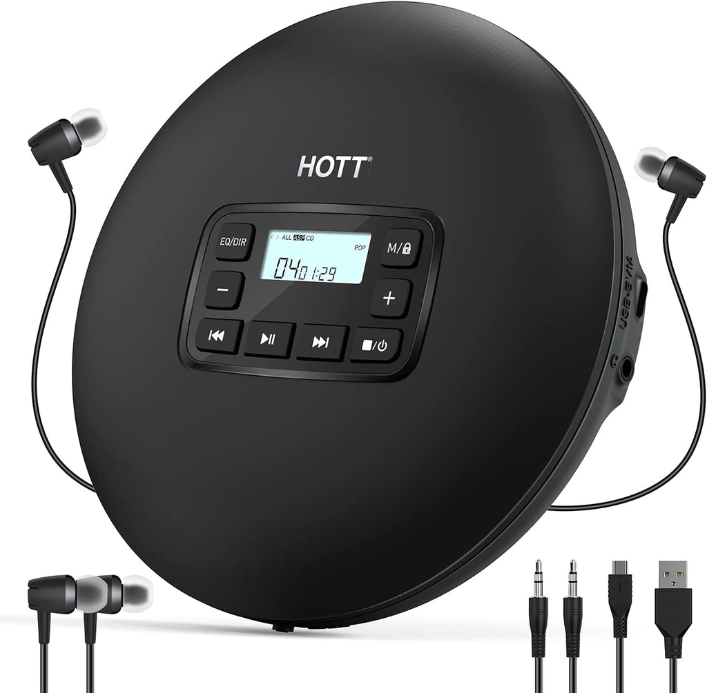 Portable CD Player with Headphones, Black, Pack of 2 P3518