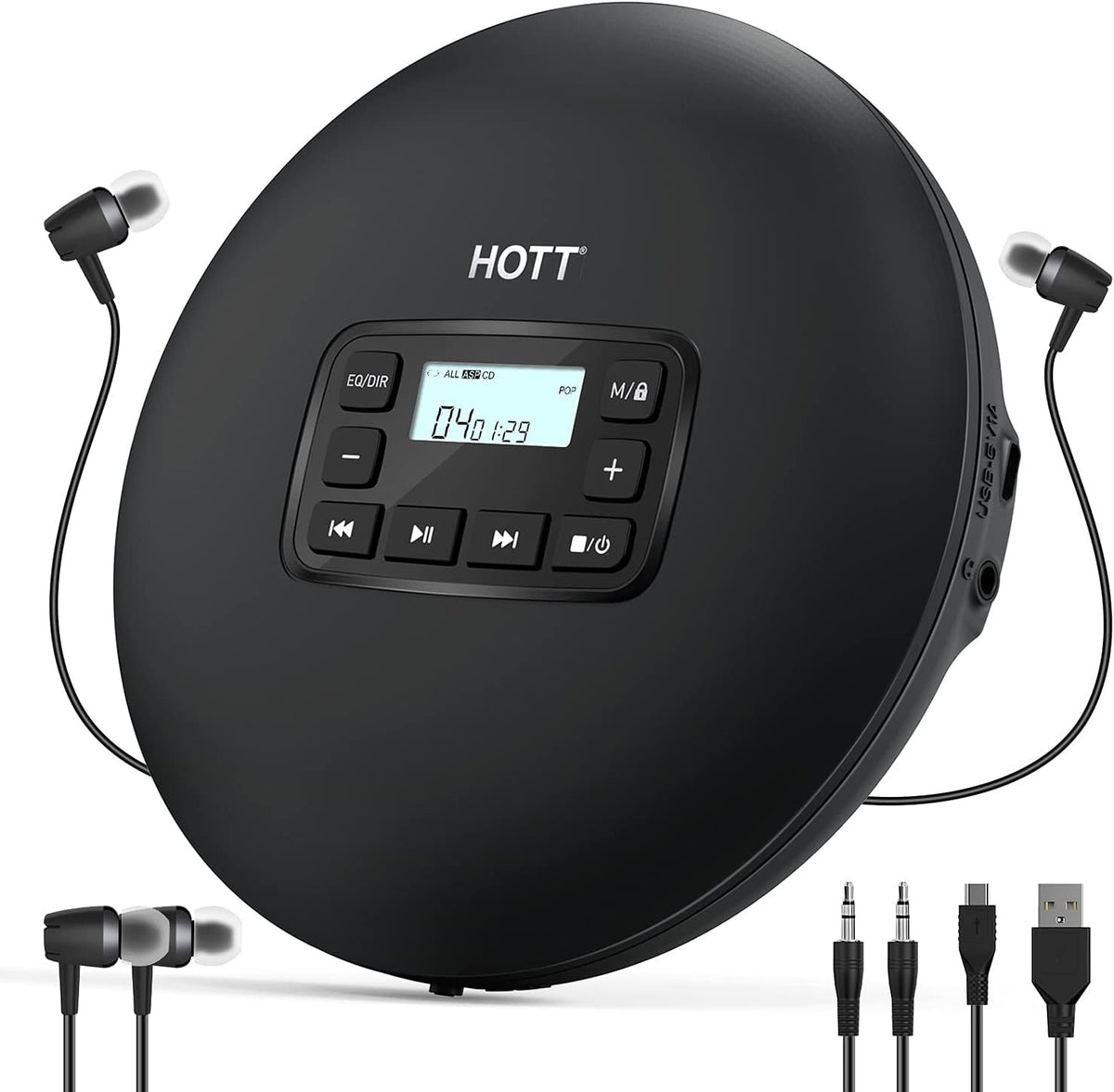 Portable CD Player with Headphones, Black, Pack of 2 P3518