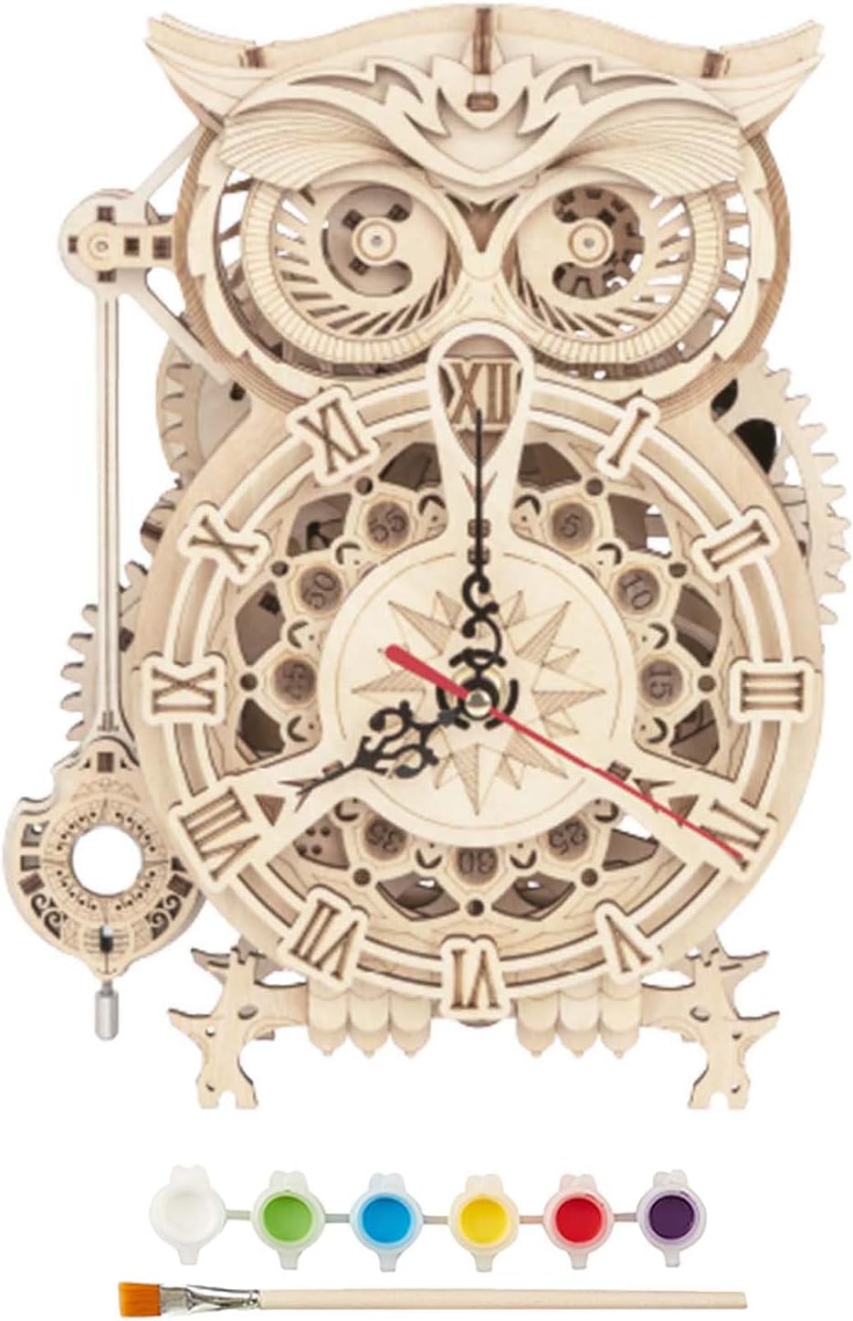 Wooden Jigsaw Puzzle Owl Clock Mechanical Building Set F449272