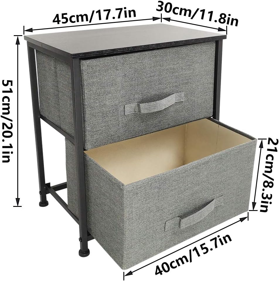 Gray 2 Drawer Fabric Storage Dresser V4702
