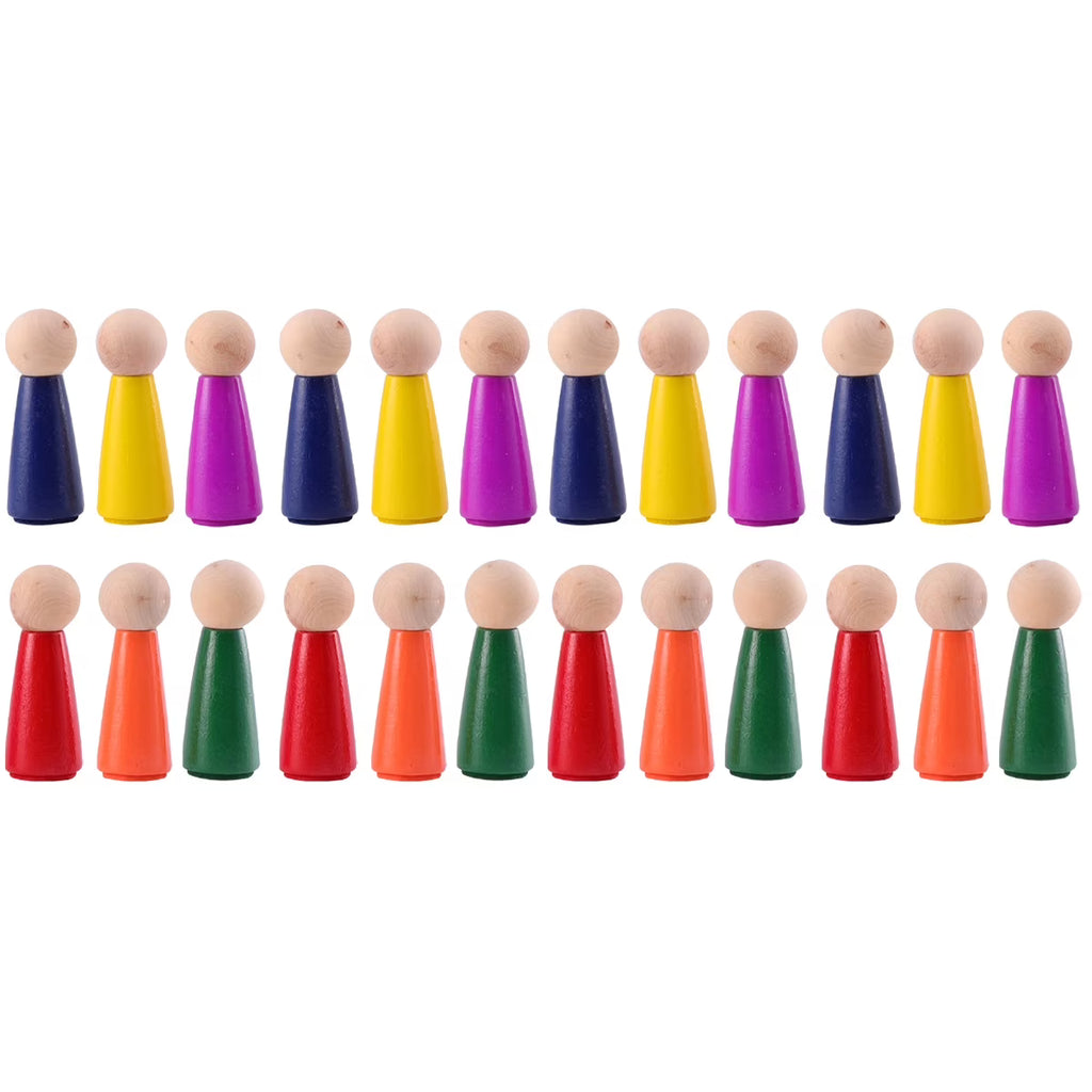 24 Unfinished Wooden Peg Dolls DIY Painting Craft H4047