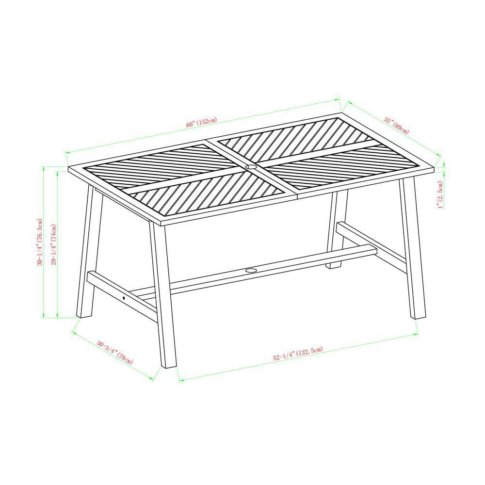 Brown Acacia Wood Outdoor Dining Table L6207