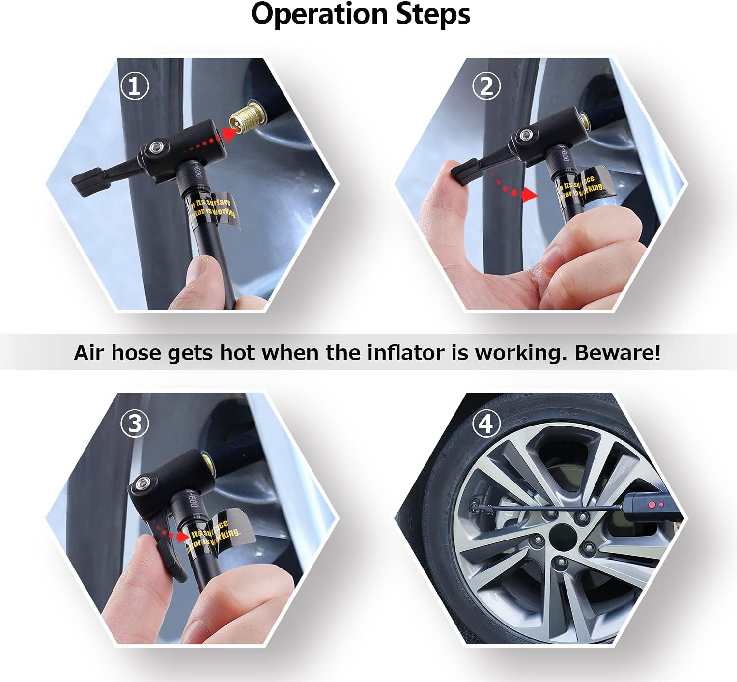 Portable Mini Air Inflator Tire Pump with Digital LCD W547