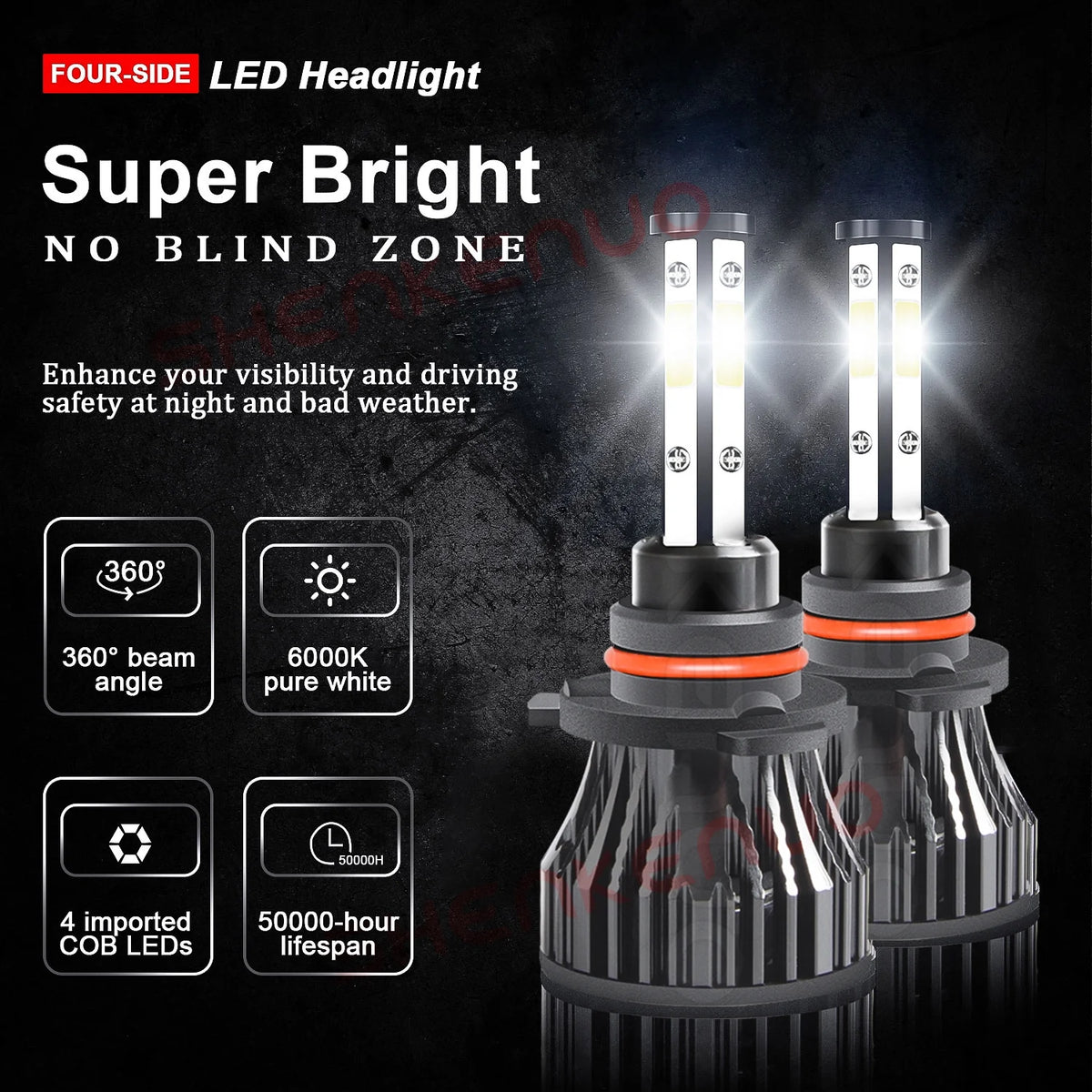 9005 H11 LED Headlight Bulbs 6x Bulbs Combo A86632