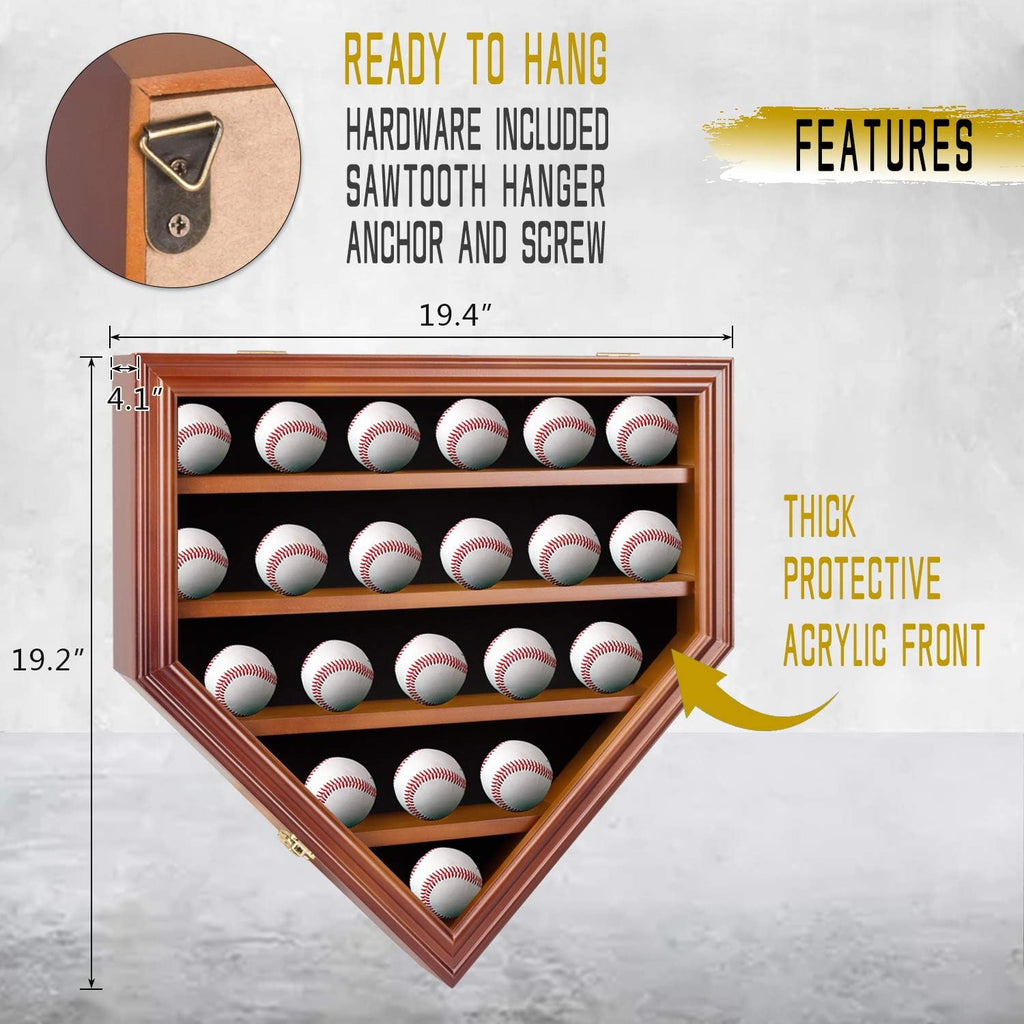 21 Baseball Ball Display Case Cabinet Wall Rack with Lockable A772