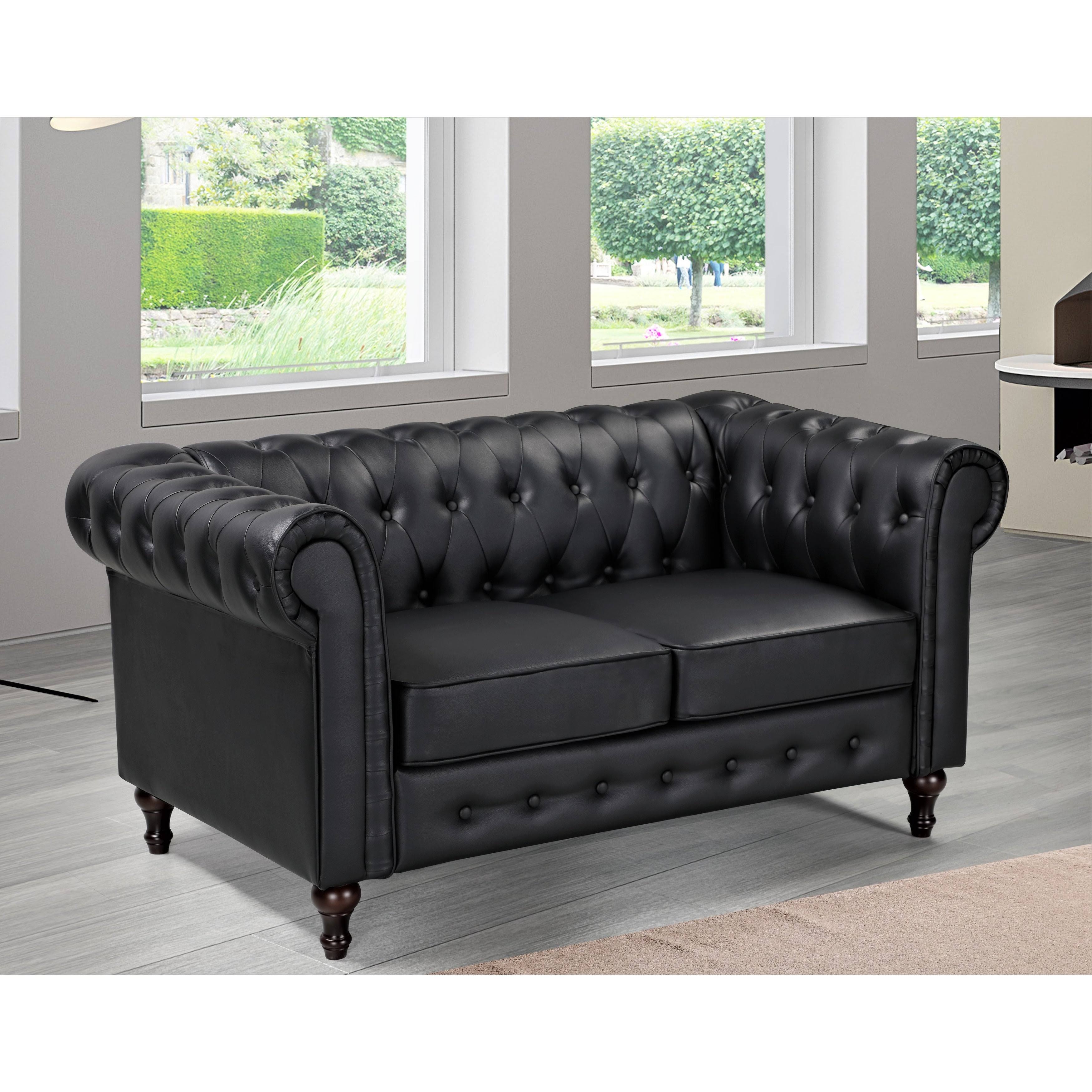 Dark Blue Chesterfield Loveseat B259