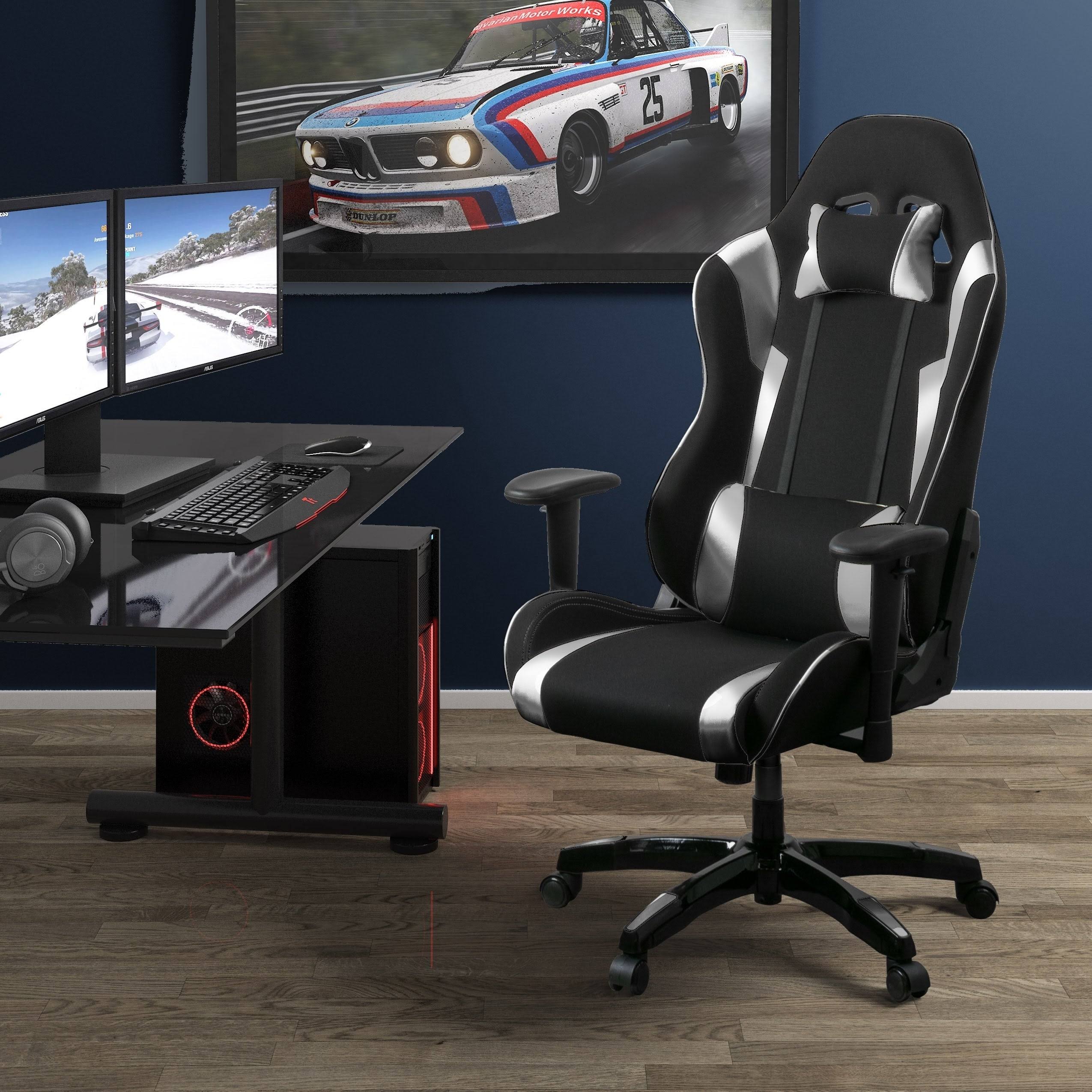 Bonded Leather, Fabric, and Mesh High-Back Ergonomic Gaming Chair B65635