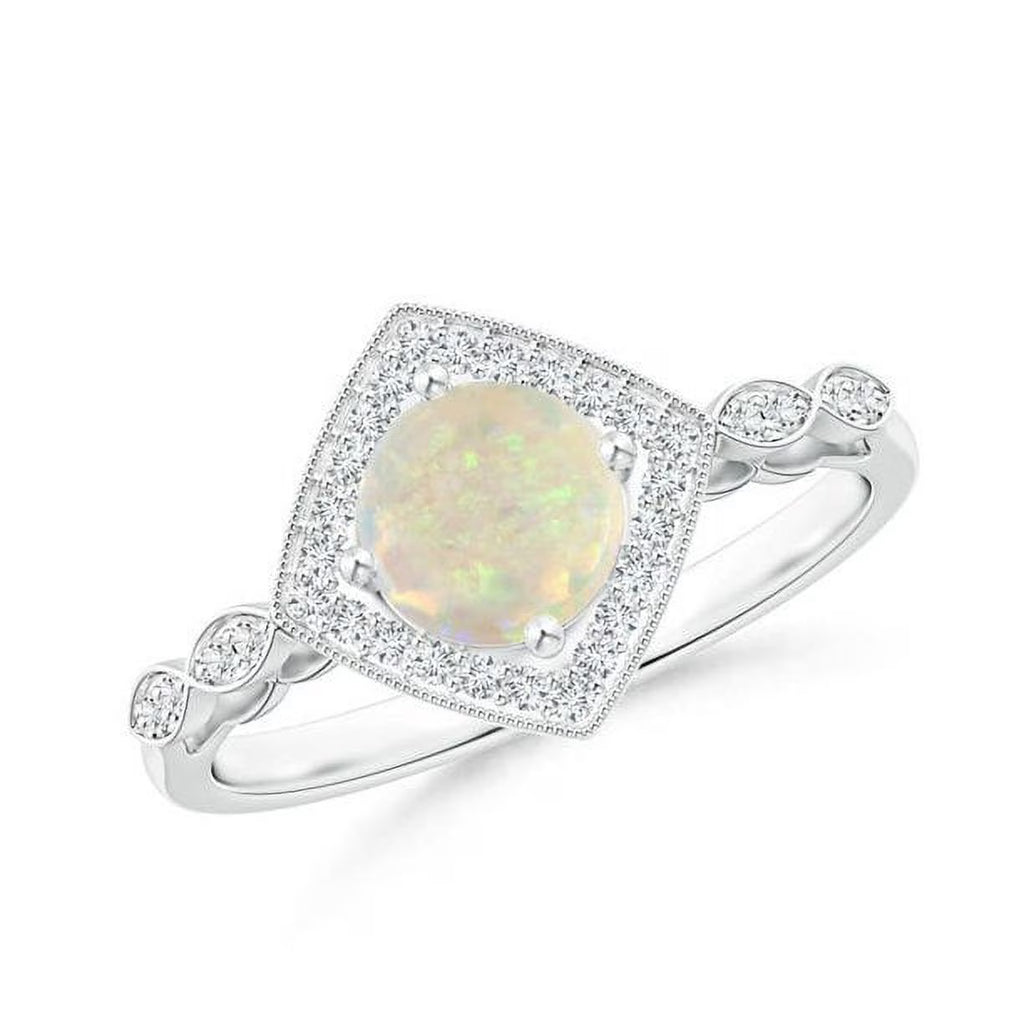 14K White Gold Vintage Halo Ring B51770