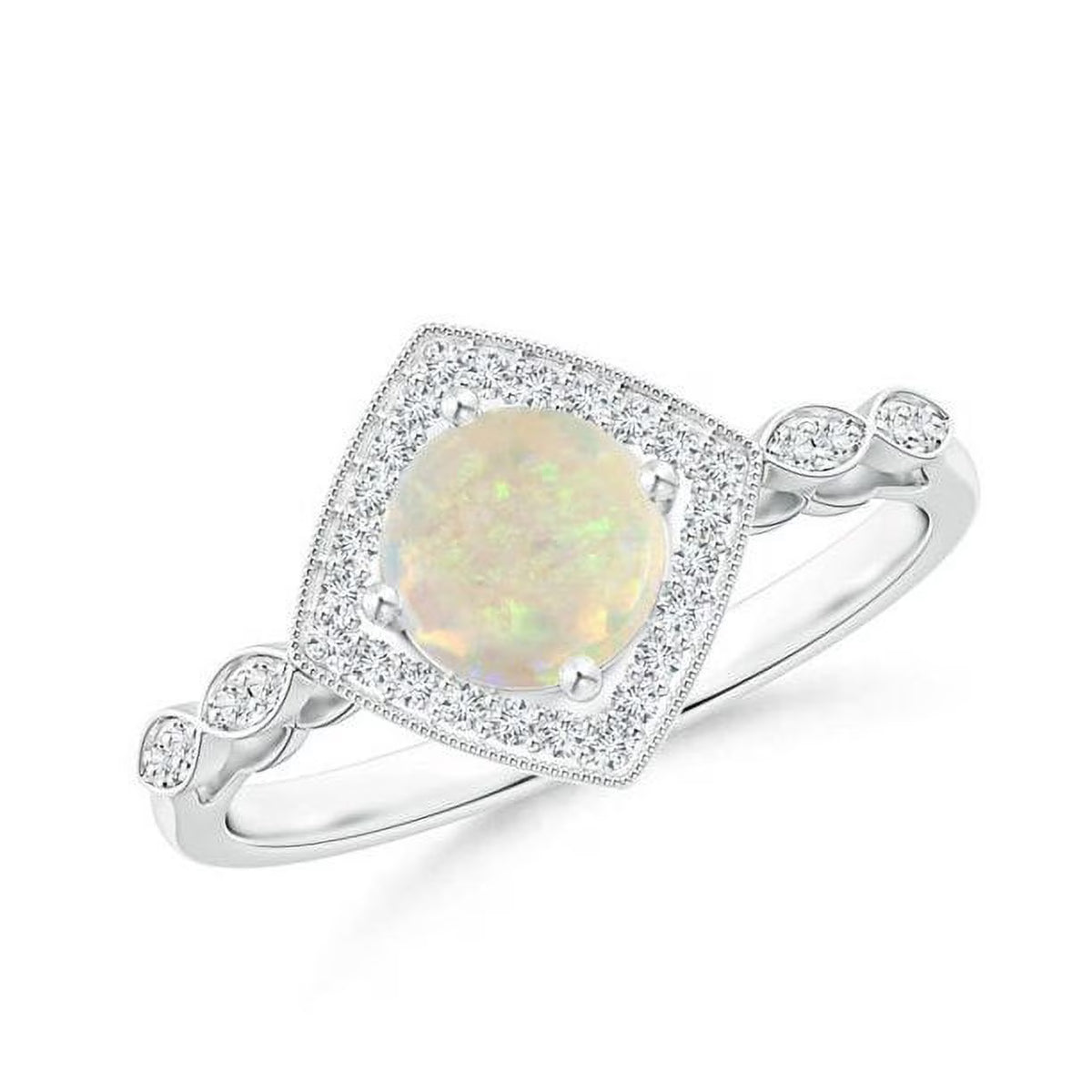 14K White Gold Vintage Halo Ring B51770