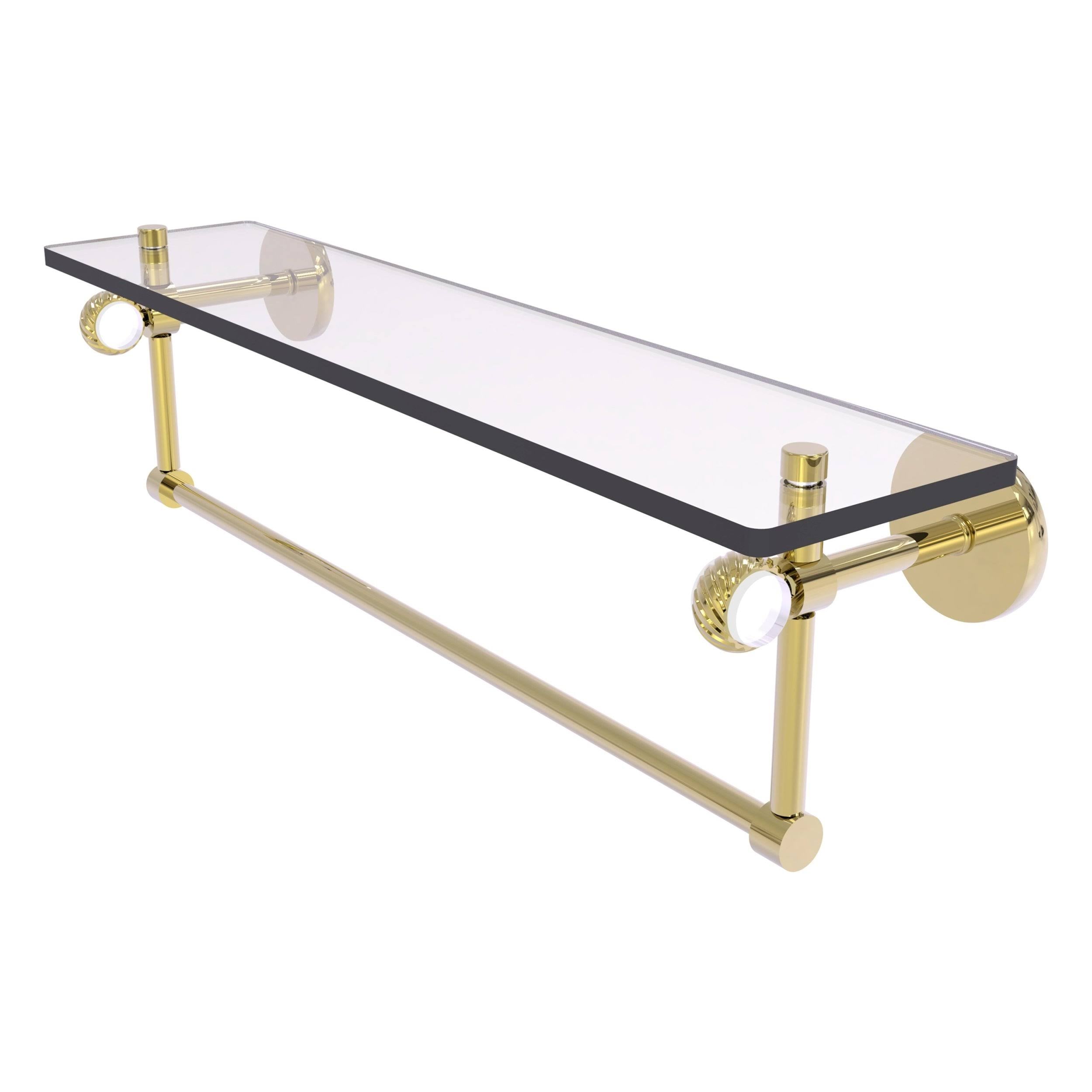 22 in. Glass Shelf with Towel Bar Unlacquered Brass K6419