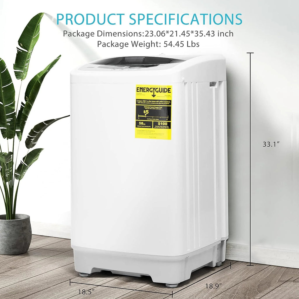 Full-Automatic Washing Machine with Built in Drain Pump Spin Dryer, 1.32cu.ft 13 lbs Capacity Q272018