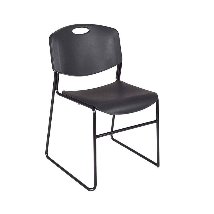 Mahogany Black Round Breakroom Table with 4 Stack Chairs V622