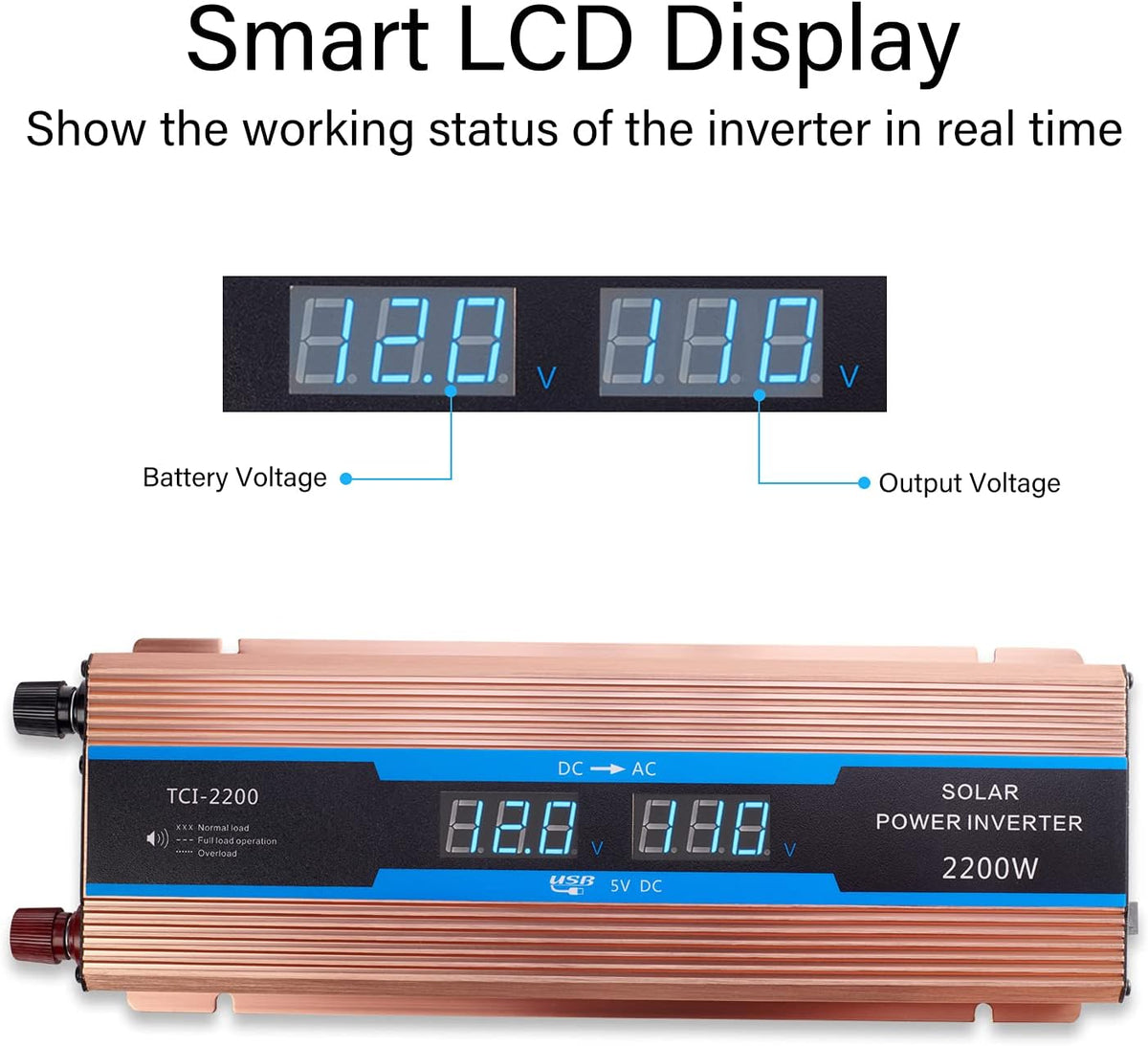 1100 Watts Power Inverter DC 12V to 110V AC Converter, Dual AC Outlets and USB Port, Pack of 2 U182303
