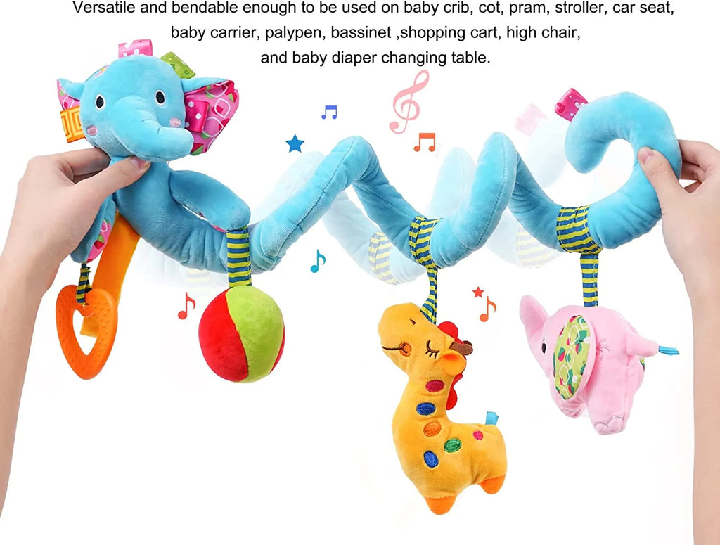 Blue Elephant Hanging Plush Rattle Crib Toy W963
