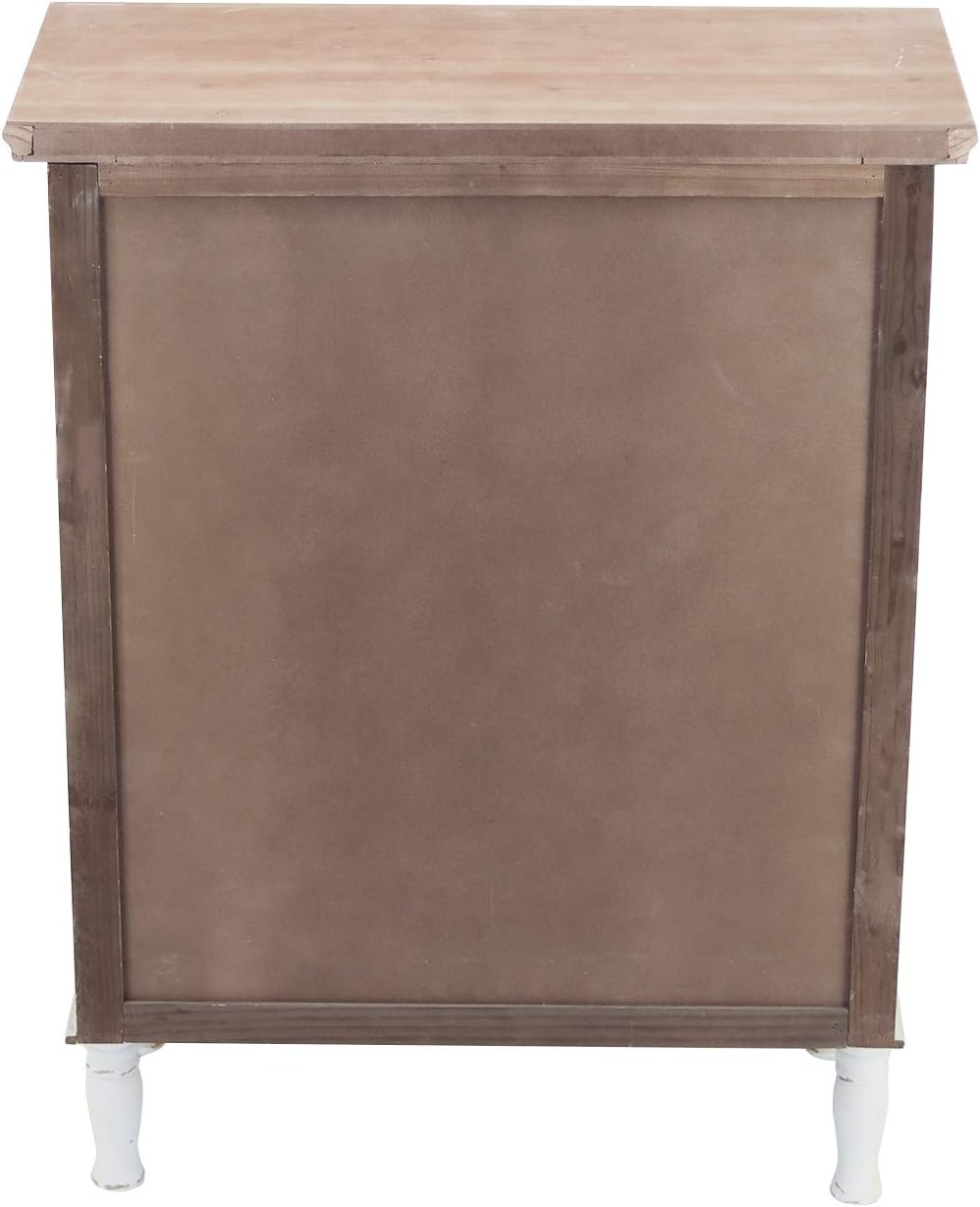 Rustic Farmhouse Buffet Sideboard Storage Cabinet with 2 Glass Doors, 3 Shelves, Natural Wood Top, Distressed White Cabinet, 42 H Y2561