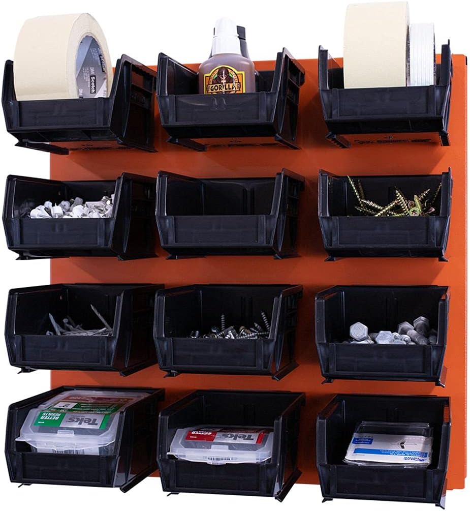 Wall Mounted 16" x 16" Metal Bin Storage System, Pack of 2 R640267